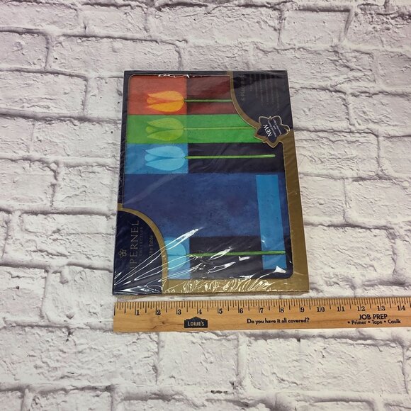 Vtg Pimpernel Premier Collection 6 Placemats & Coasters Set Blue Tulips Design - Picture 12 of 14